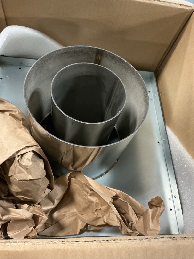 Condition photo showing Good Condition for zonon 4 x 6-5/8 direct vent horizontal square termination cap, heavy duty galvanized steel exhaust cap for fireplace, stove gas and boiler venting weather resistant