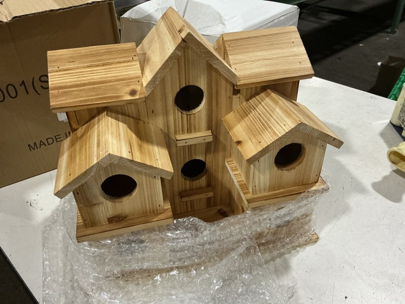 Condition photo showing Good Condition for bird houses for outside 10 hole bird house room for 10 bird families large bird house for garden/courtyard/backyard decor finch bluebird cardinals handmade hummingbird house
