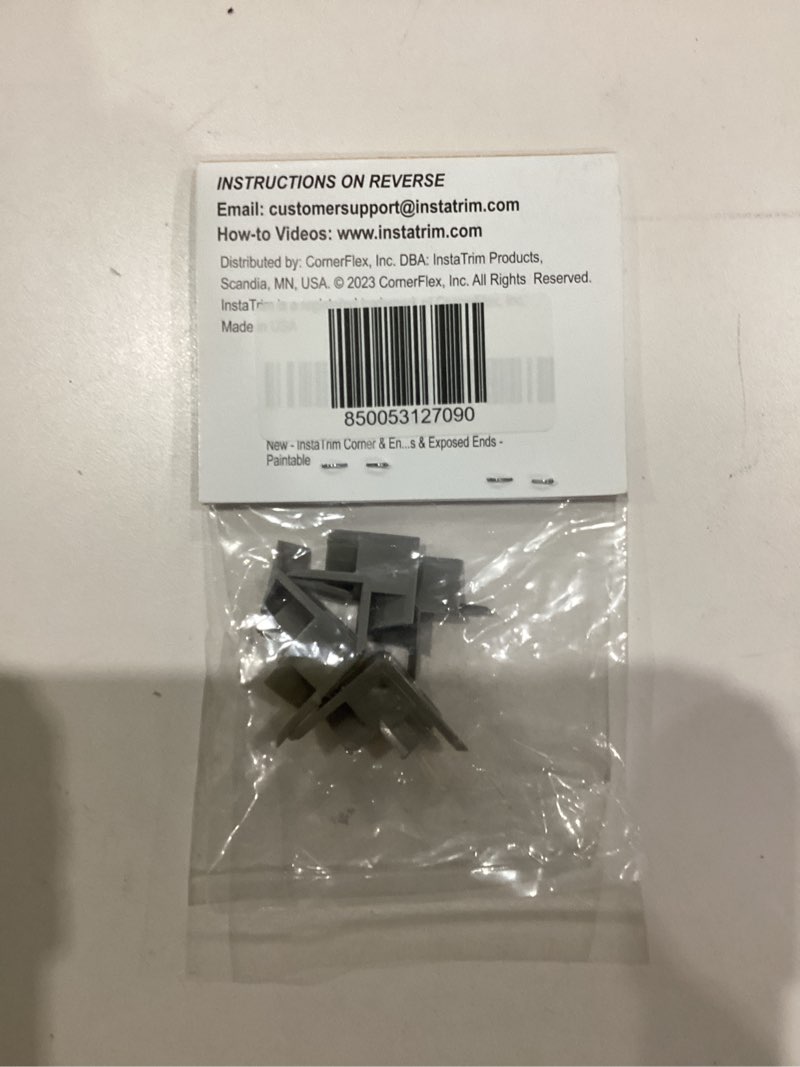 Condition photo showing As Is for InstaTrim Corner & End Caps - Six Gray 1/2" Wide Trim Corner and End Pieces - Finishing Caps for Corners & Exposed Ends - Paintable 6-pc 1/2" Variety Pack Gray