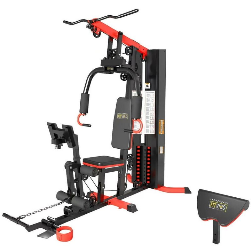 Fitvids LX760 Multifunctional Full Home Gym System Workout Station with 122.5 lbs Weight Stack, One Station with Leg Training Pedal