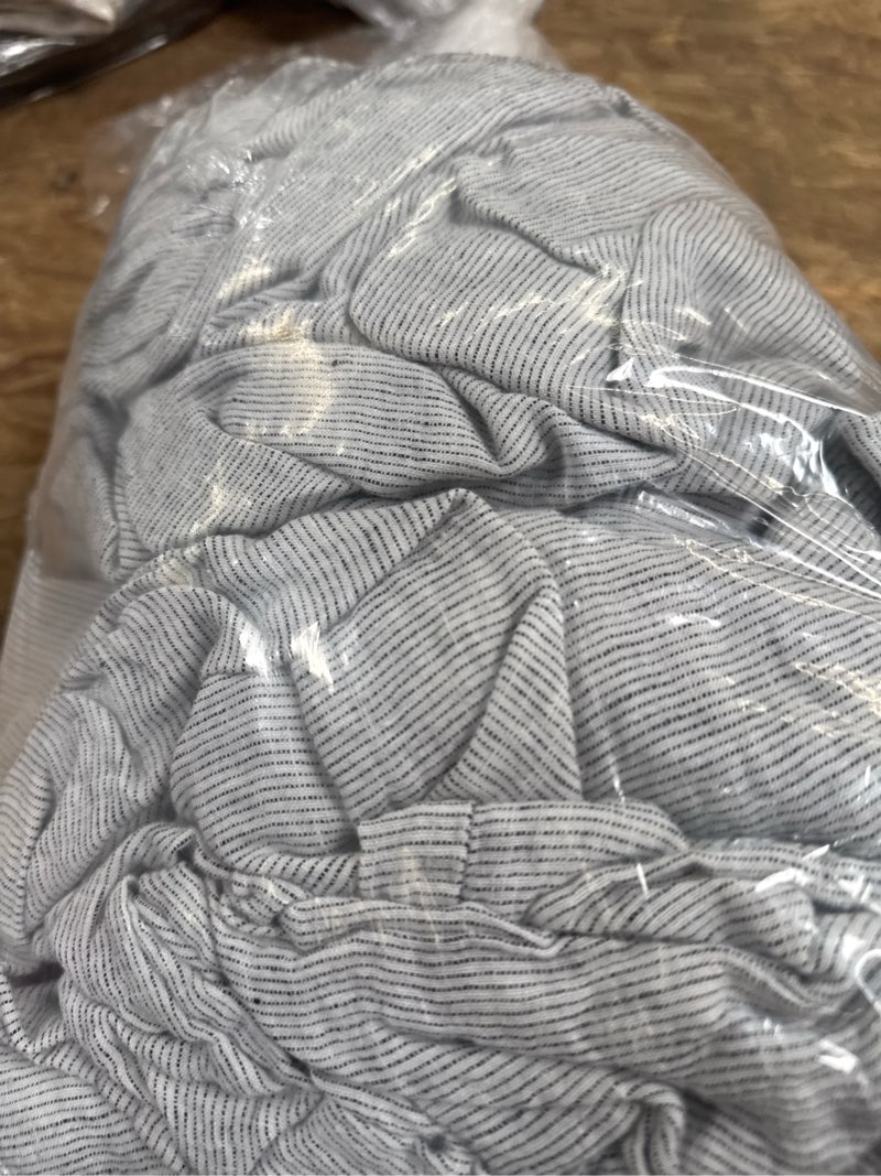 Condition photo showing Good Condition for european linen stripe fitted sheet set, cal king, grey/white mini pinstripe
