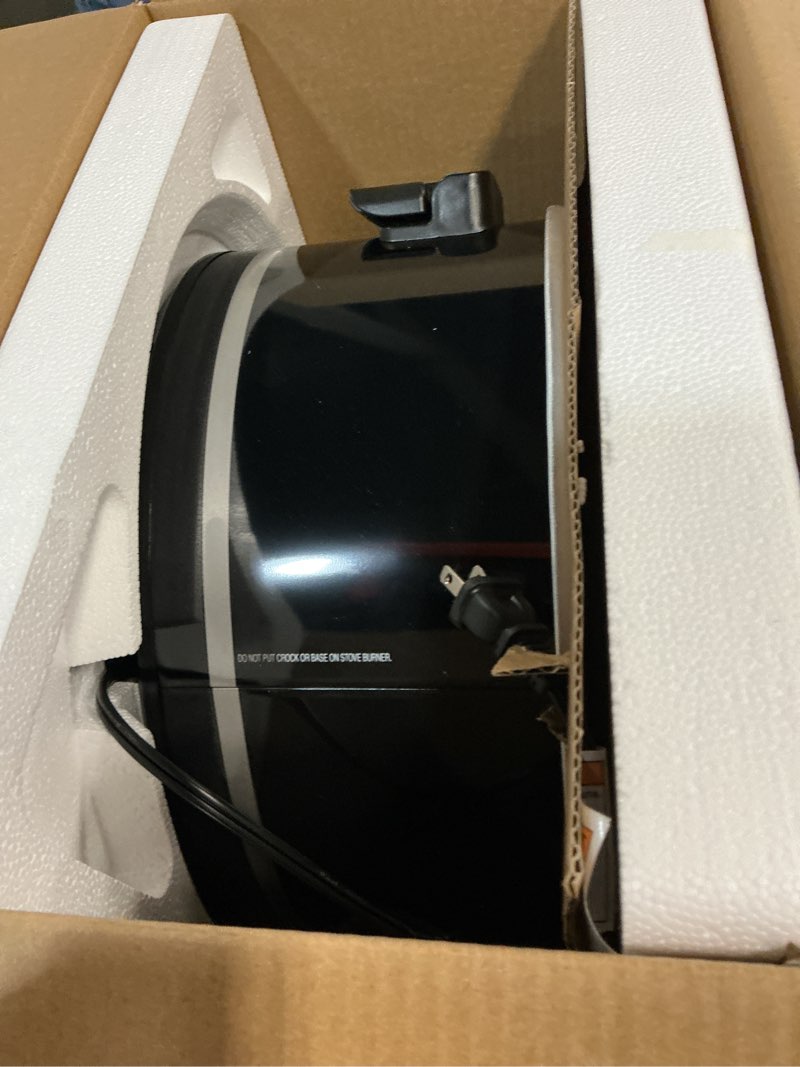 Condition photo showing New/Like New for hamilton beach 8 qt slow cooker  stoneware crock with removable pot  black