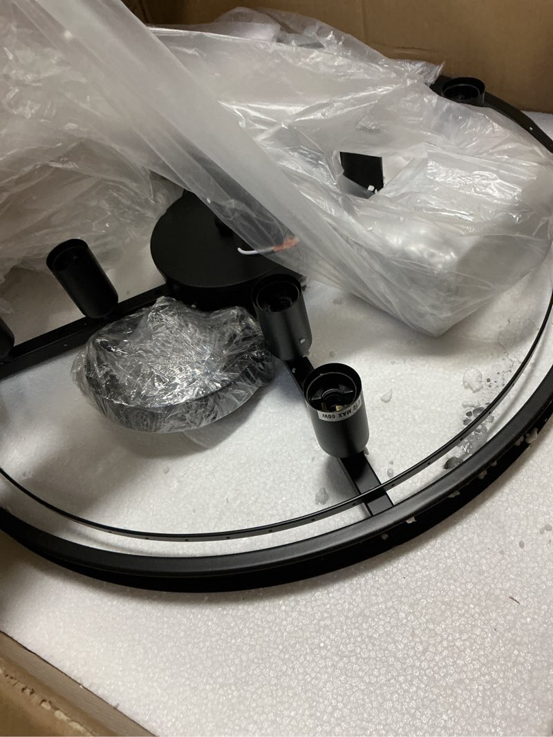 Condition photo showing As Is for 8 Light Modern Crystal Chandelier 20'' Black Chandeliers for Dining Room Contemporary Pendant Light Fixture Round 3-Tier Adjustable Height E12 for Living Room, Foyer, Entryway, Bedroom