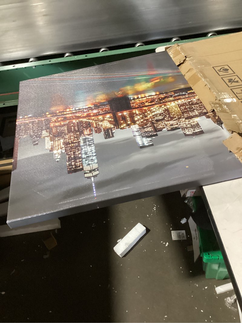 Condition photo showing Good Condition for conipit new york city canvas wall art black white red brooklyn bridge pictures nyc skyline cityscape artwork for living room bedroom modern home decor framed 24''x48'' (red)