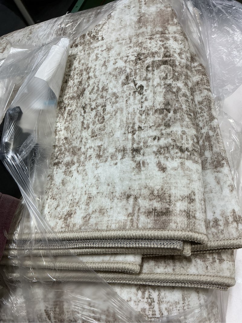 Condition photo showing Good Condition for Area Rug 8x10 Washable Rug, Vintage Boho Medallion Rugs Non-Slip Soft Low Pile Large Distressed Rug Indoor Retro Carpet for Living Room Bedroom Dining Room Home Office (Brown, 8'x10') Brown 8' x 10' (Rectangular)