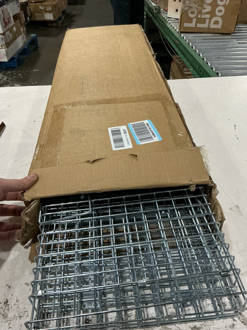 Condition photo showing Good Condition for vevor live animal cage trap, 31" x 10" x 12" humane cat trap galvanized iron, folding animal trap with handle for rabbits, stray cats, squirrels, raccoons, groundhogs and opossums