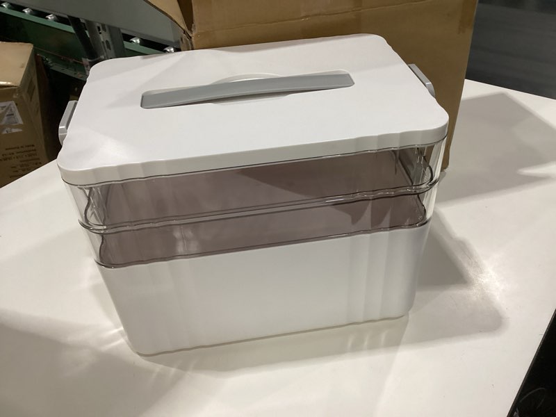 Condition photo showing New/Like New for arstpeoe 3-tier medicine organizer - portable medicine cabinet with plastic handle, multipurpose medical box, pill organizer, empty first aid kit for home extra large 3 tier