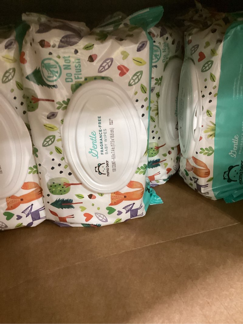 Condition photo showing Good Condition for amazon brand - mama bear gentle formulated without fragrance baby wipes, hypoallergenic, sensitive skin, unscented, 800 count (8 packs of 100) 100 count (pack of 8)