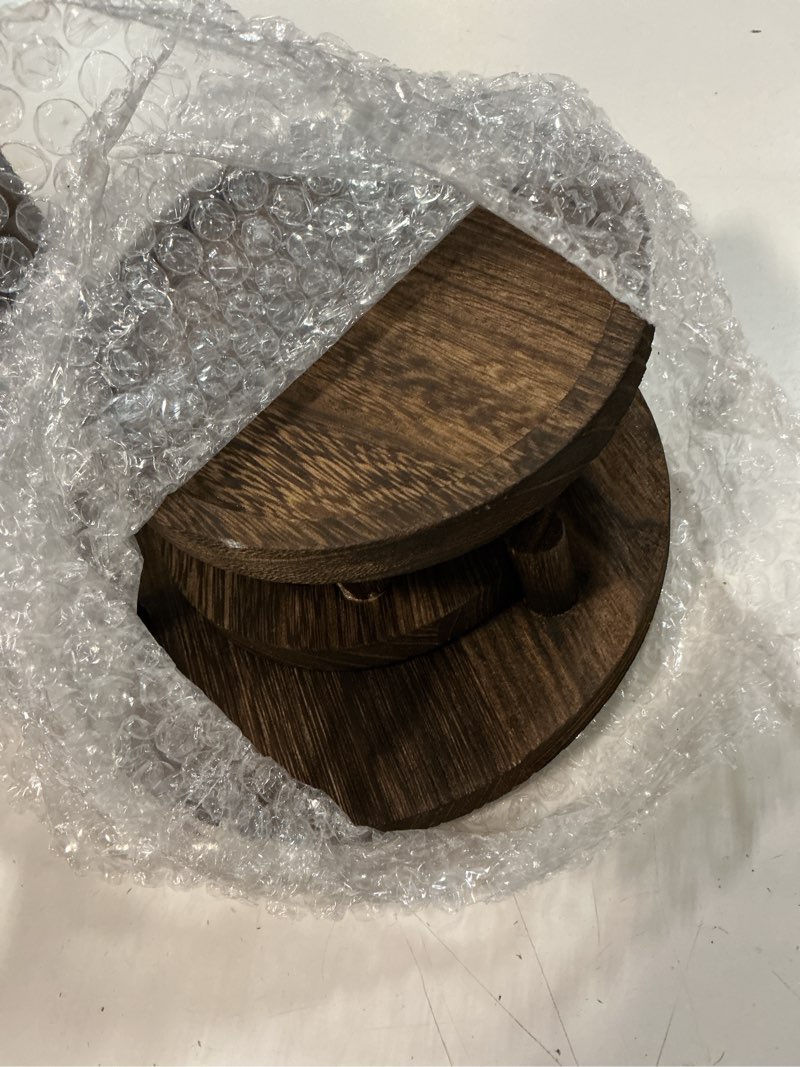 Condition photo showing New/Like New for 6 pcs wooden risers display stands rustic wood cake cupcake stands for party round food risers buffet wooden holder rustic riser for buffet display home wedding party decor