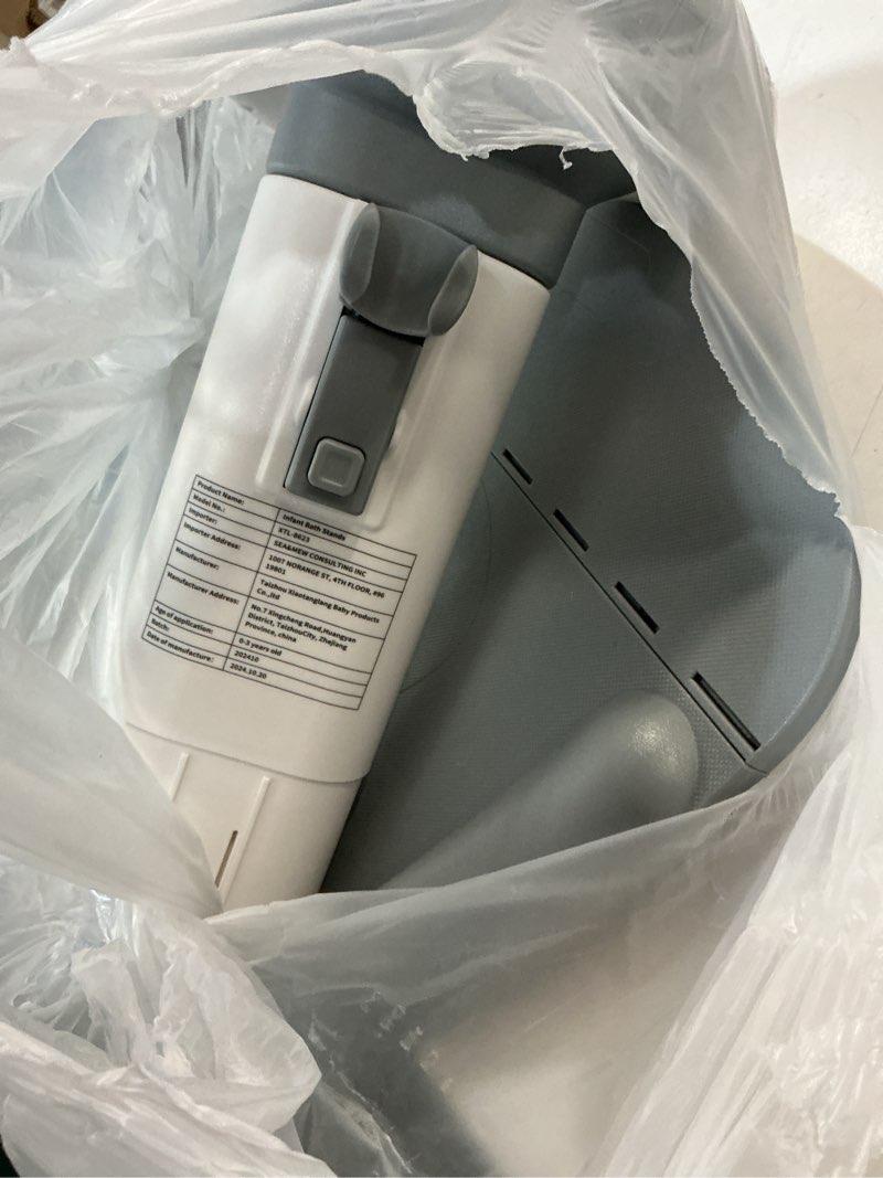 Condition photo showing As Is for COOSEYA Baby Bath with Shower Stand Support|Anti-Pinch Soporte para Bañera de Bebé Adjustable Shower Tower and Anti-Slip for Toddler Standing Up Themselves,Ideal Gift for Infants 6-36 Months Grey