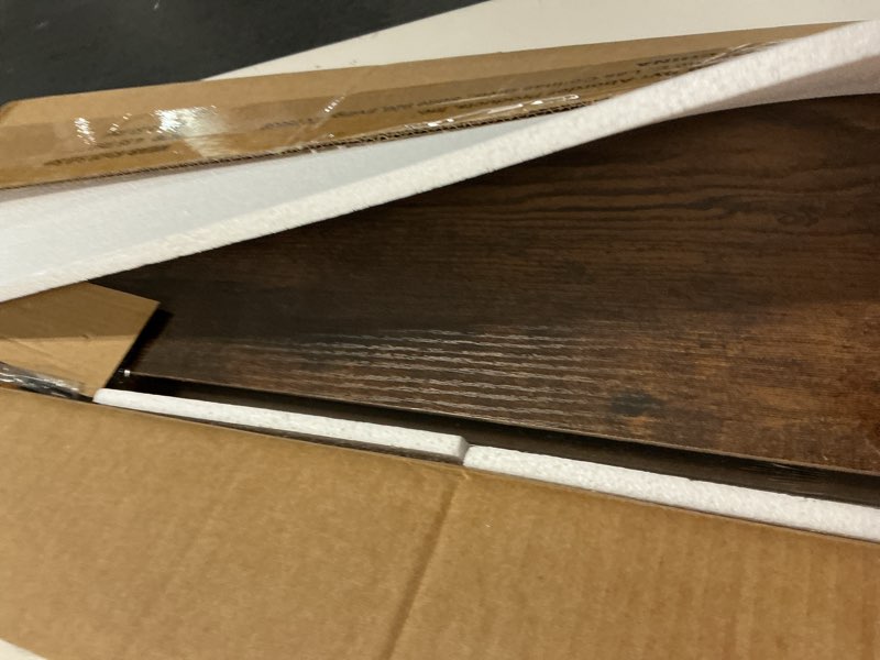 Condition photo showing New/Like New for bayka floating shelves set of 2, 22.5 inches farmhouse rustic wood wall mounted shelves for bathroom, bedroom, living room or kitchen, hanging shelf decor book with 22lbs capacity, rustic brown b. rustic brown - americana farmhouse style 22.5inches