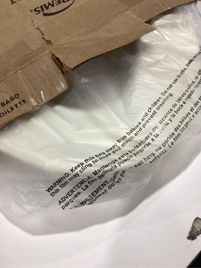 Condition photo showing As Is for Bemis 1500EC 006 Toilet Seat with Easy Clean & Change Hinges, Elongated, Durable Enameled Wood, Bone, 1 Pack