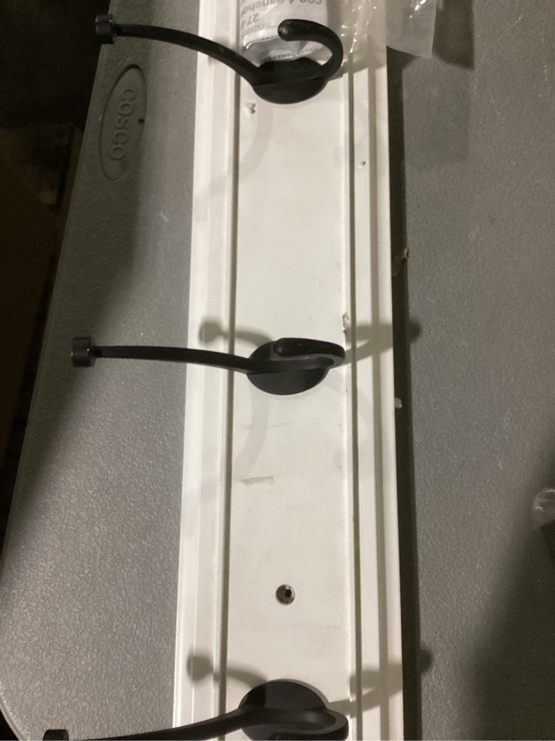 Condition photo showing As Is for style selections 4 -hook 27.01-in x 4.49-in h white rail and black hooks decorative wall hook ( 35-lb