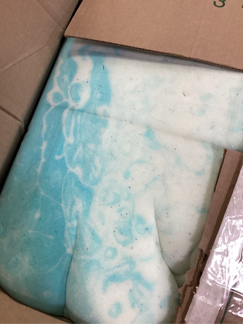 Condition photo showing As Is for Mattress Topper Queen - 2 Inch Gel Memory Foam Mattress Topper Queen Size for Back Pain, CertiPUR-US Certified, Blue