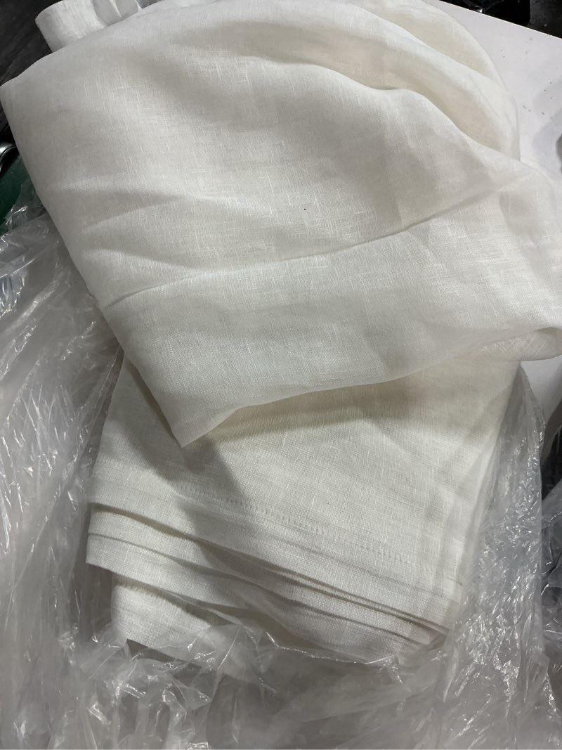 Condition photo showing Good Condition for quince, european linen curtain set of 2(48”x96”) white