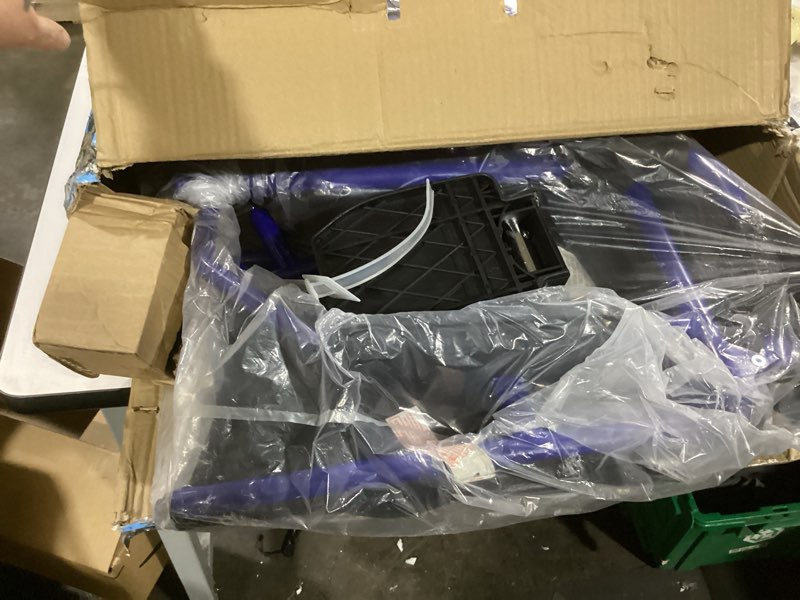 Condition photo showing Good Condition for Medline Ultra Lightweight Transport Wheelchair for Adults, Foldable, 19-Inch Seat Width, Blue Frame, Black Upholstery Blue Wheelchair