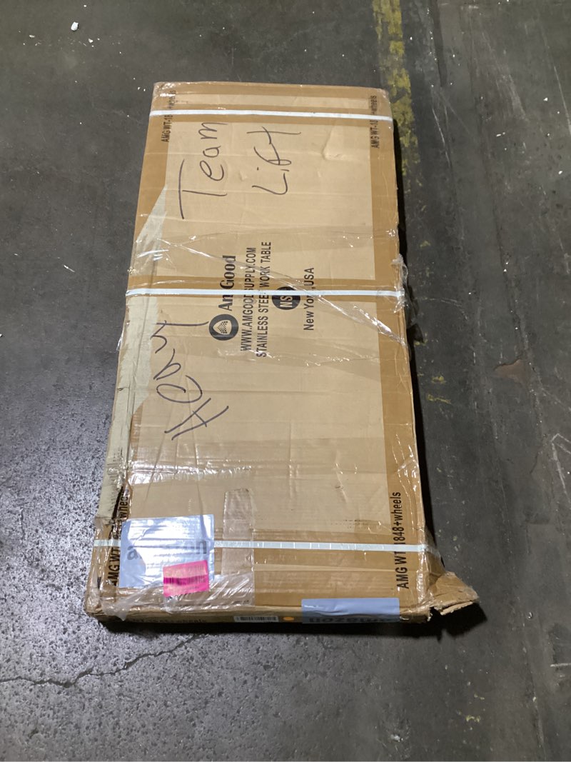 Condition photo showing Good Condition for AmGood 18" X 48" Stainless Steel Work Table with Under-Shelf & 4 Wheels | Laundry Garage Utility Bench | Prep Worktable | Kitchen Island Food Prep | NSF Certified