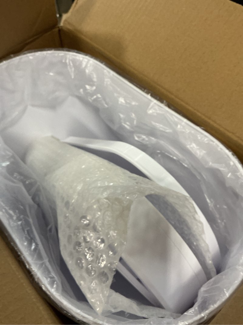 Condition photo showing New/Like New for 5 gallon bathroom trash can with lid, automatic motion sensor white trash can, touchless slim waterproof garbage bin for kitchen, bedroom, office, and bathroom 1p-5 gallon white
