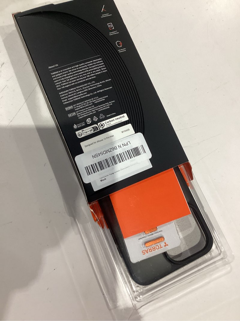Condition photo showing Good Condition for torras upgraded 360 rotatable magnetic ring for iphone 15 pro max case, fit for magsafe with stand ring holder, 16ft mil-grade shockproof translucent for iphone 15 pro max phone case ostand, black black iphone 15 pro max case 6.7"