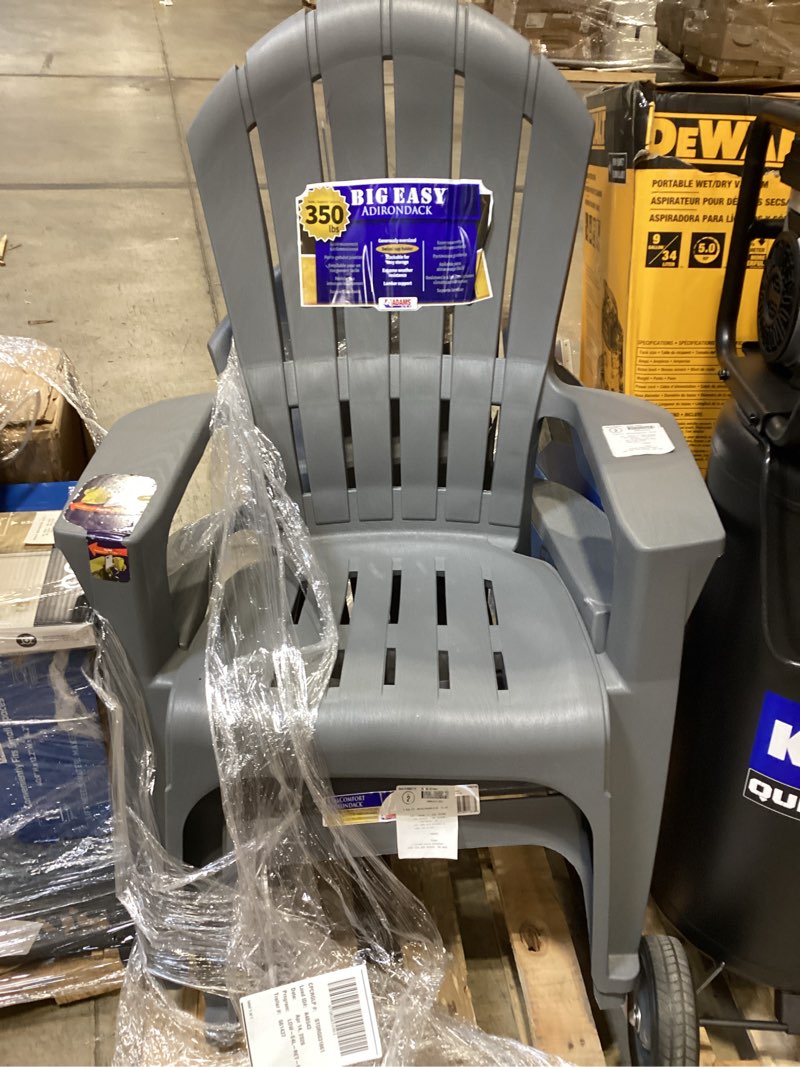 Condition photo showing Good Condition for adams patio realcomfort stackable charcoal resin frame stationary adirondack chair