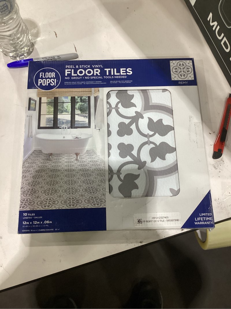 Condition photo showing Good Condition for floorpops fp2953 remy peel & stick floor tiles, grey