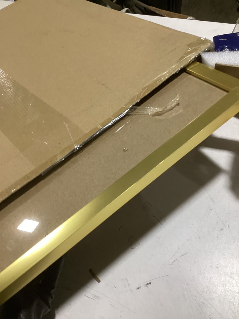 Condition photo showing Good Condition for americanflat 20x20 picture frame with polished plexiglass - use as 8x10 frame with mat or display 20x20 photo without mat - streamline collection - thin border square frames for wall display - gold gold 20x20 white mat