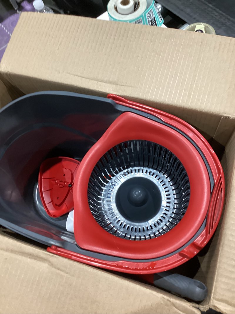 Condition photo showing As Is for o-cedar system easy wring spin mop & bucket with 3 extra refills with citrus pac (variety pack)