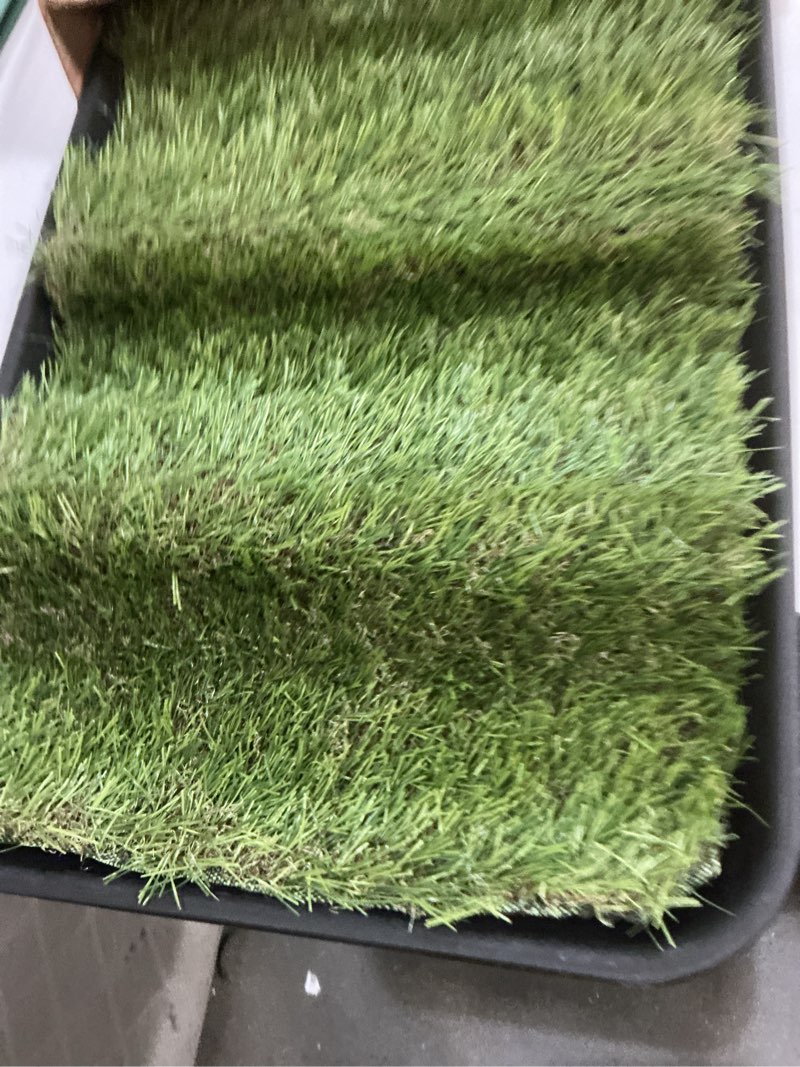 Condition photo showing Good Condition for ottomanson artificial grass puppy potty training pad with tray, 15" x 30" reusable pee pad for small pets and dogs a black tray/grass pet - 15" x 30"