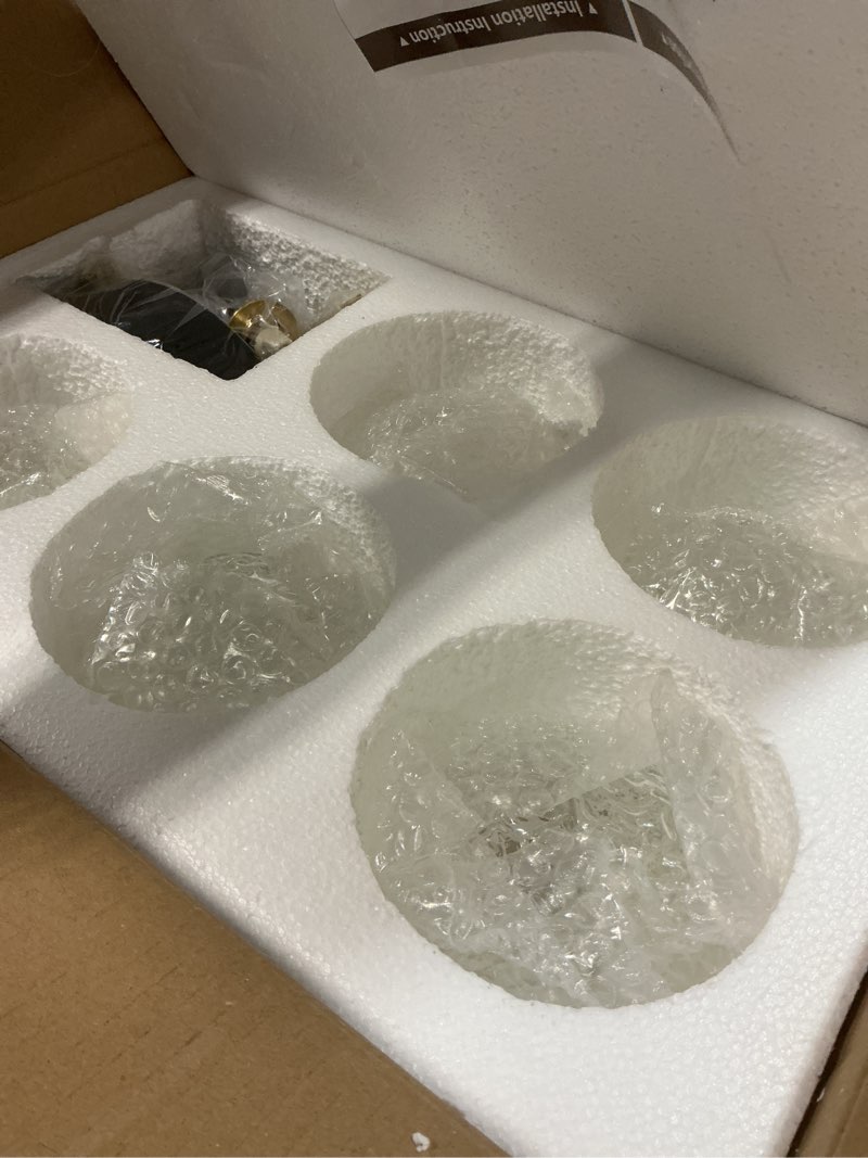 Condition photo showing Good Condition for semi flush mount ceiling light black 5-lights sputnik ceiling light mid century modern clear glass globe close to ceiling light for bedroom kitchen entryway closet black-5-light