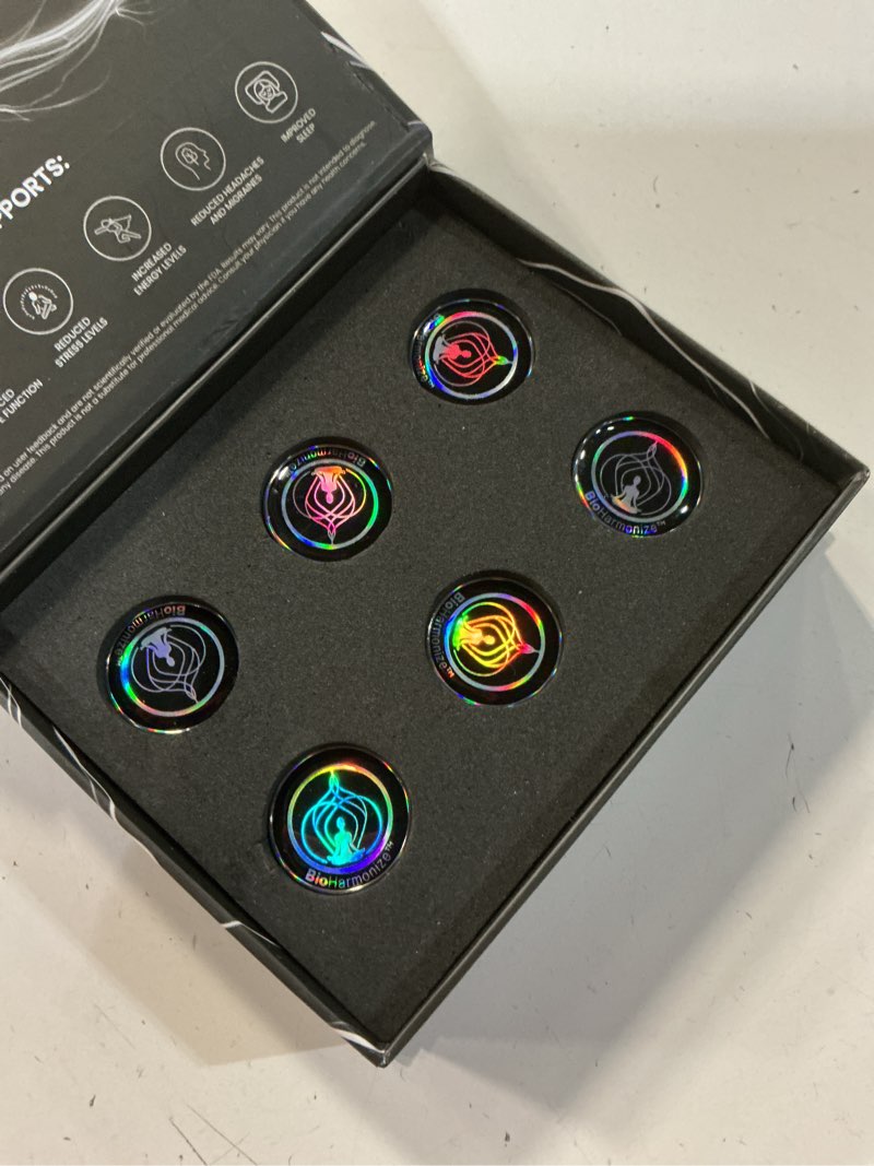 Condition photo showing Good Condition for phone emf harmonizing stickers — multifaceted neutralizer with patented quantum technology & natural minerals | pack of 6