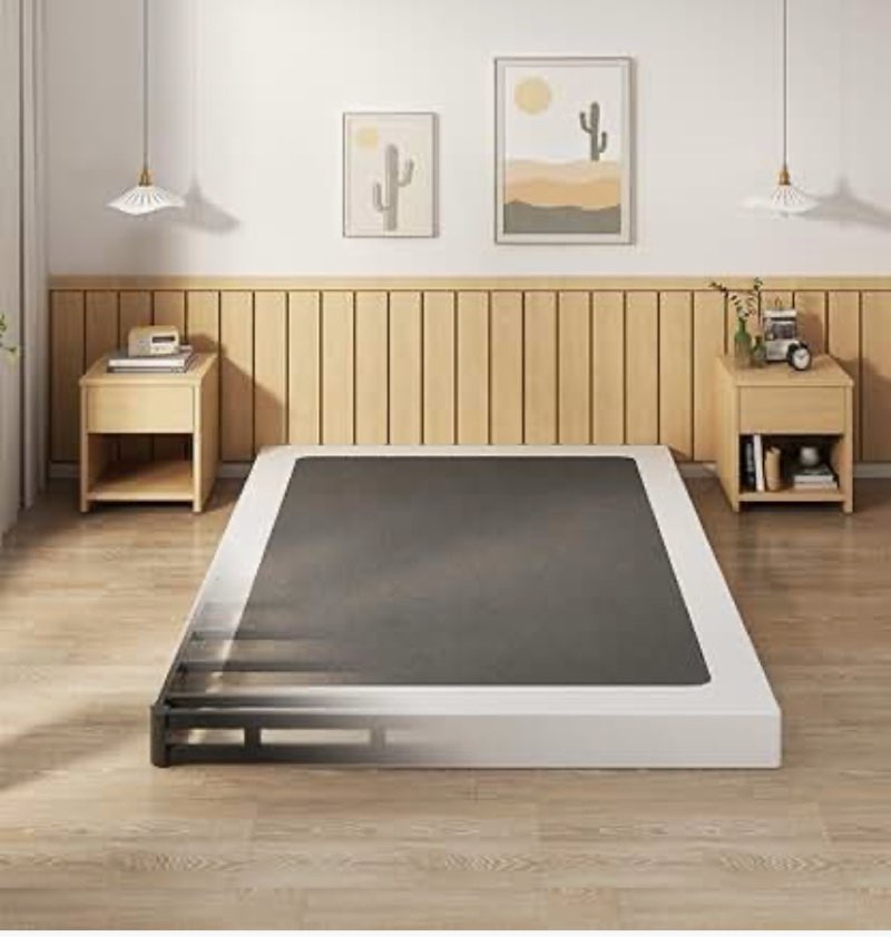 Likins 4 Inch Metal Box Spring with Frabric Cover, Easy Assembly