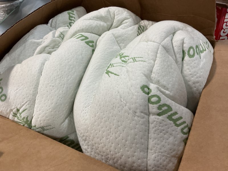 Condition photo showing As Is for ultra soft queen size mattress topper - viscose made from bamboo pillow top mattress pad for back pain relief - naturally cooling for hot sleepers, green green queen