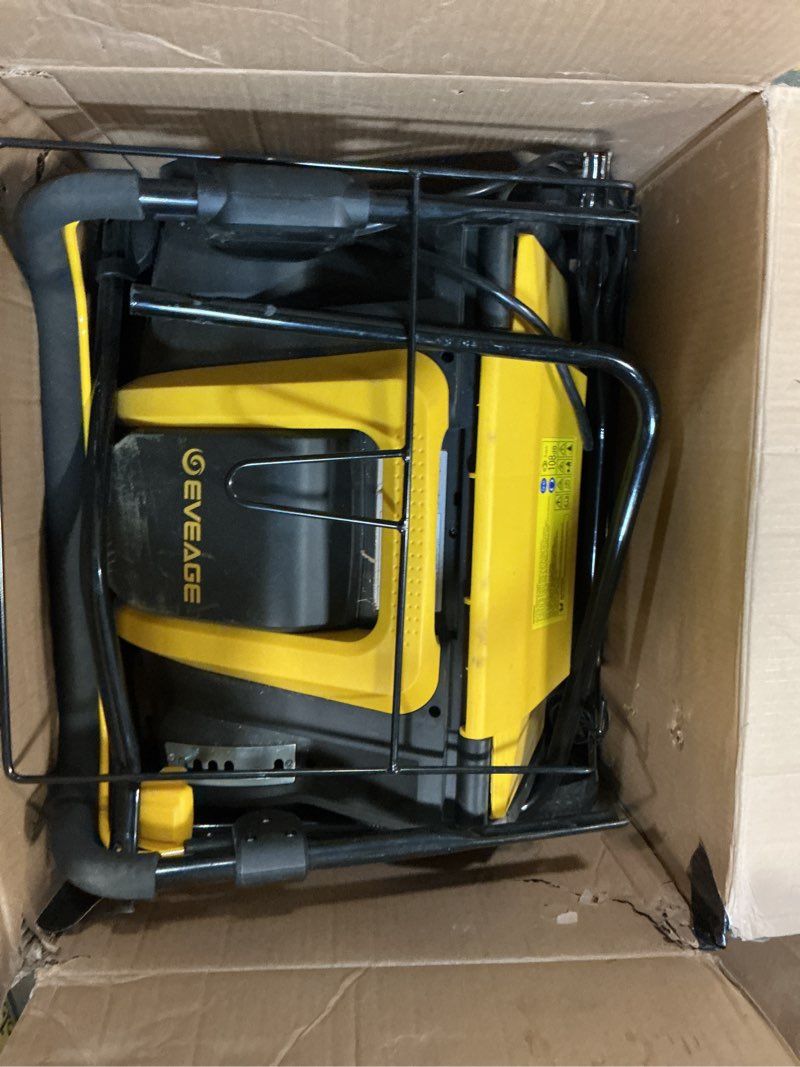 Condition photo showing As Is for eveage 16-inch 15 amp electric dethatcher scarifier, 5-position height adjustment, 14.5-gal removabl