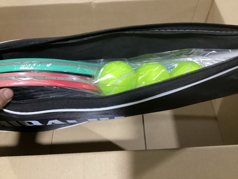Condition photo showing New/Like New for hiraliy tennis rackets 2 pack for adults beginners - 27 inch lightweight aluminum tennis racquet set with 3 balls & carry bag - vibration dampening & large sweet spot for men women couples pink/green