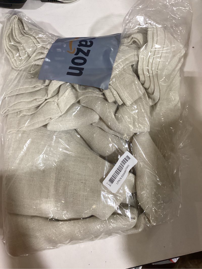 Condition photo showing As Is for miulee beige linen curtains 84 inch length 2 panels for bedroom living room, soft linen textured window drapes semi sheer light filtering back tab rod pocket farmhouse modern burlap look decor 52"w x 84"l (pack of 2) beige