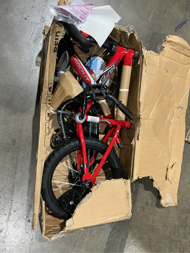 Condition photo showing As Is for huffy 16 in. rock it kids bike for boy ages 4 and up, child, red