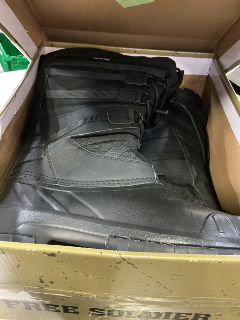 Condition photo showing Good Condition for free soldier snow boots for men waterproof anti-slip 3m lining lightweight tall outdoor warm winter work boots black 11
