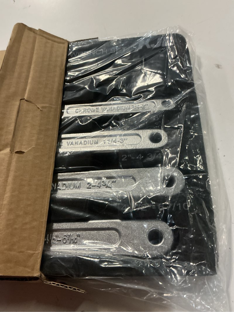 Condition photo showing New/Like New for kje 10pcs adjustable pin spanner nut wrench tool set, c-shape pin hook wrench tools with replaceable heads for pipes heating cars, coilover wrenches for suspension system, bearing, 3/4" to 6-7/10"