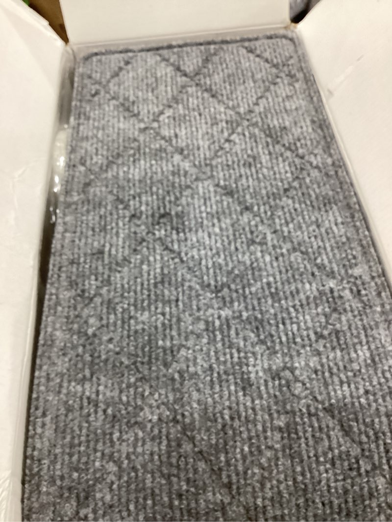 Condition photo showing Good Condition for Stair Treads for Wooden Steps Indoor, 15 Pack 8" X 30" Non Slip Carpet Stair Treads with Reusable Adhesive for Kids Elders and Dogs, Surface Polyester TPR Backing Stair Runner Rugs, Dark Grey 8*30inch Dark Grey 15