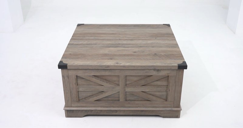 36” Square Lift Top Coffee Table with Power Outlets & Movable Wheels, Farmhouse Coffee Table w/Large Hidden Storage, Multi-Function Lift Wood Center Table for Home, Office