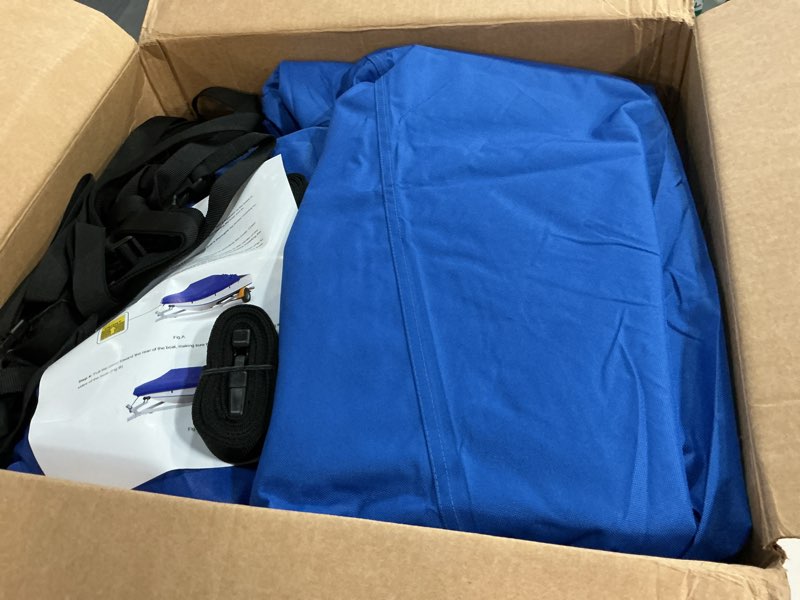 Condition photo showing Good Condition for 1200d waterproof boat cover - fits 17' to 19' ft bass, v-hull, tri-hull, fish & ski, runabout bowrider boats - heavy duty canvas blue pacific blue model c: fits 17'-19' l x 96" beam width