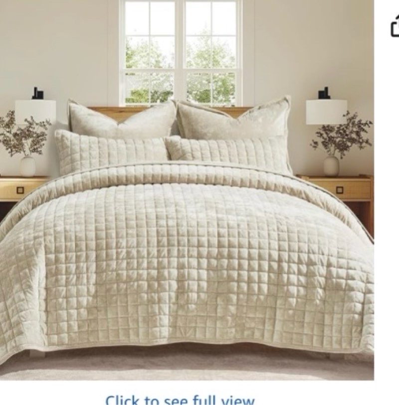 RECYCO Luxury Velvet Quilt Set King Size Bedding Sets, Ultra Soft Velvet Comforter Set, Lightweight Channel Box Stitch Oversized Bedspread Coverlet for All Season, with 2 Shams, Beige