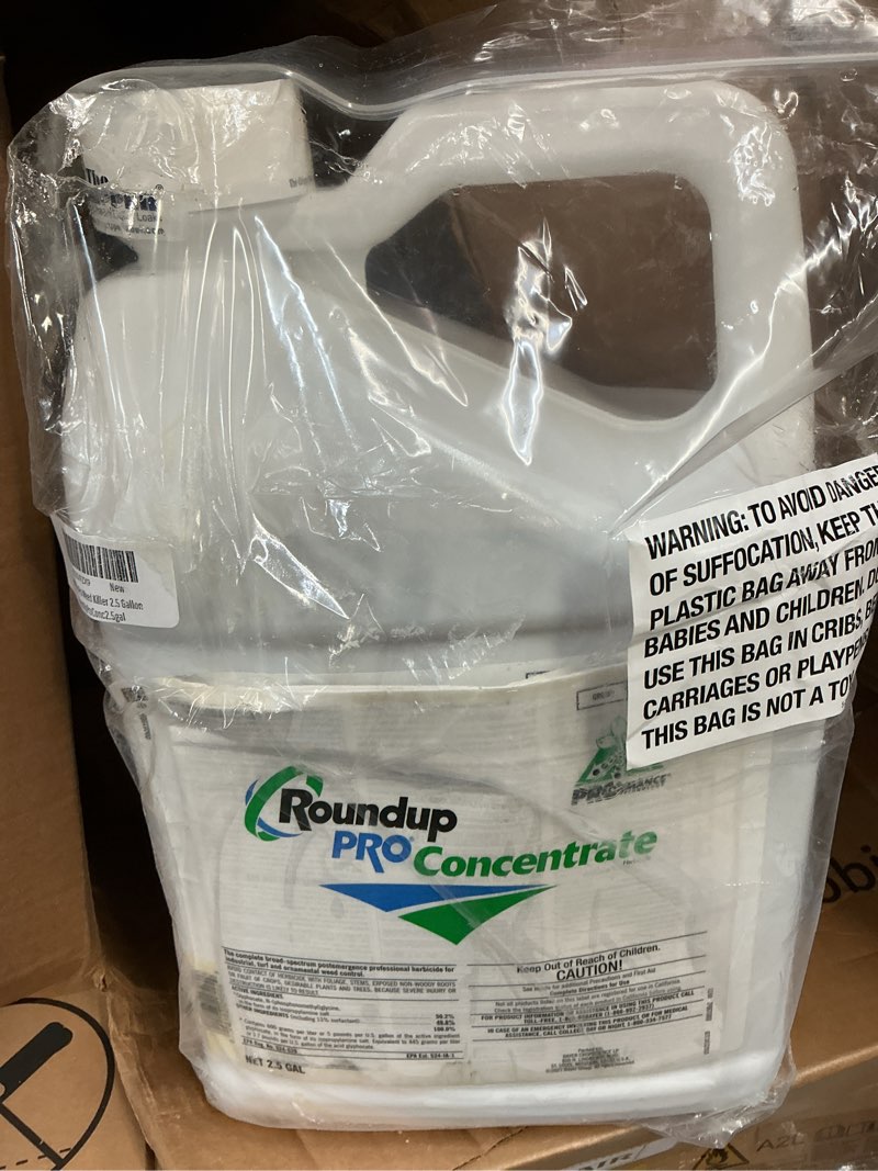 Condition photo showing As Is for round up pro weed killer 2.5 gallon