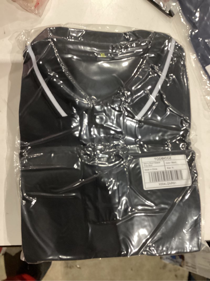 Condition photo showing New/Like New for Mens Polo Shirts Quick Dry Wrinkle-Free Moisture Wicking Collared Golf Polo Shirts for Men High Stretch Short Sleeve X-Large Black