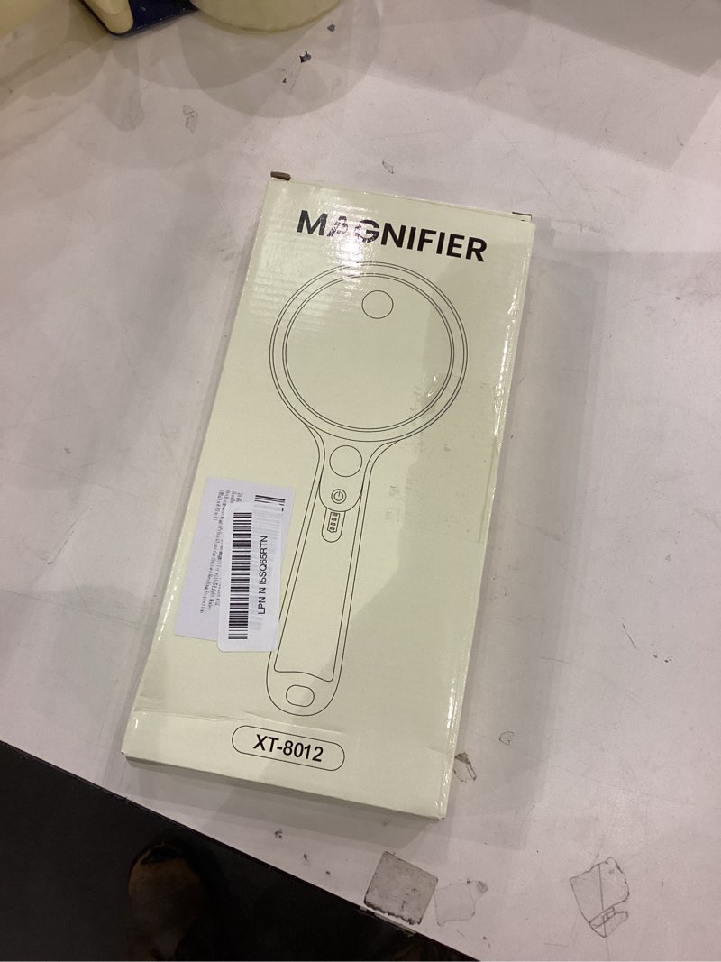 Condition photo showing New/Like New for Magnifying Glass with 48 LED Light, 10X 20X 45X Handheld Illuminated Lighted Magnifier with 5 Light Modes Rechargeable Magnifying Glass for Seniors Reading Inspection (White & Black) Black Handle