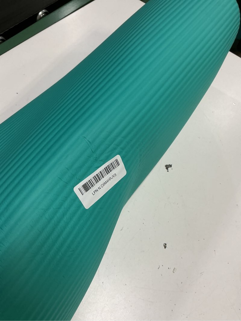 Condition photo showing As Is for gaiam yoga mat, pilates & exercise mat, thick 2/5" (10mm) workout mat with easy-cinch carrying strap for home & gym workouts teal 2/5" (10mm)