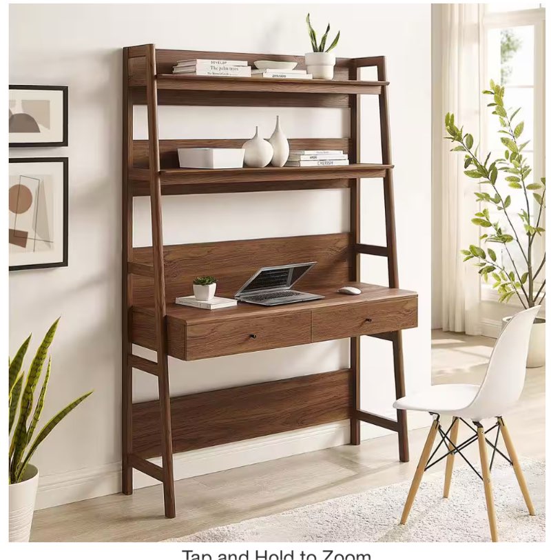 Bixby 49 in. Rectangular Walnut Wood 2-Drawer Desk