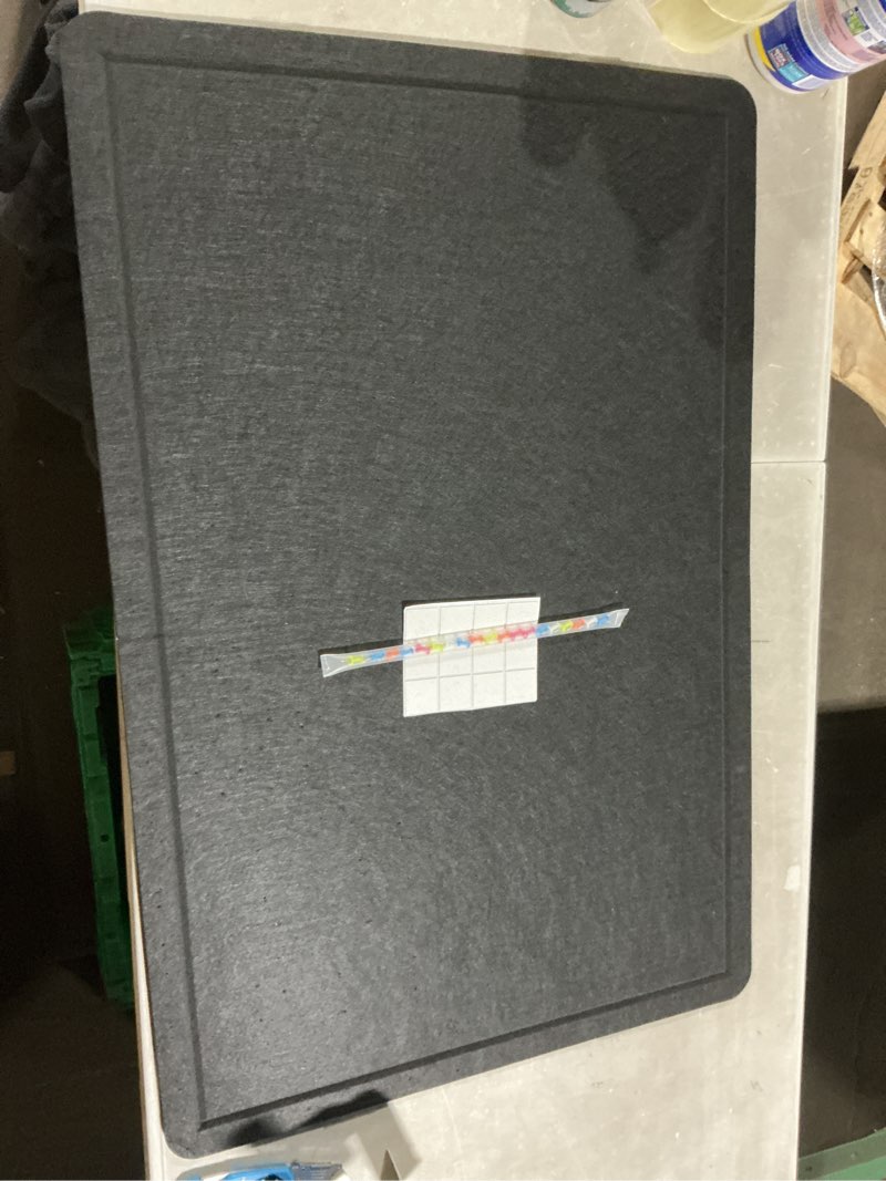 Condition photo showing Good Condition for bulletin board - 35 x 17.5 inches decorative felt pin board - cork board alternative for wall - foldable photo board self-adhesive prayer board with 20 pushpins - black black 35 x 17.5inches