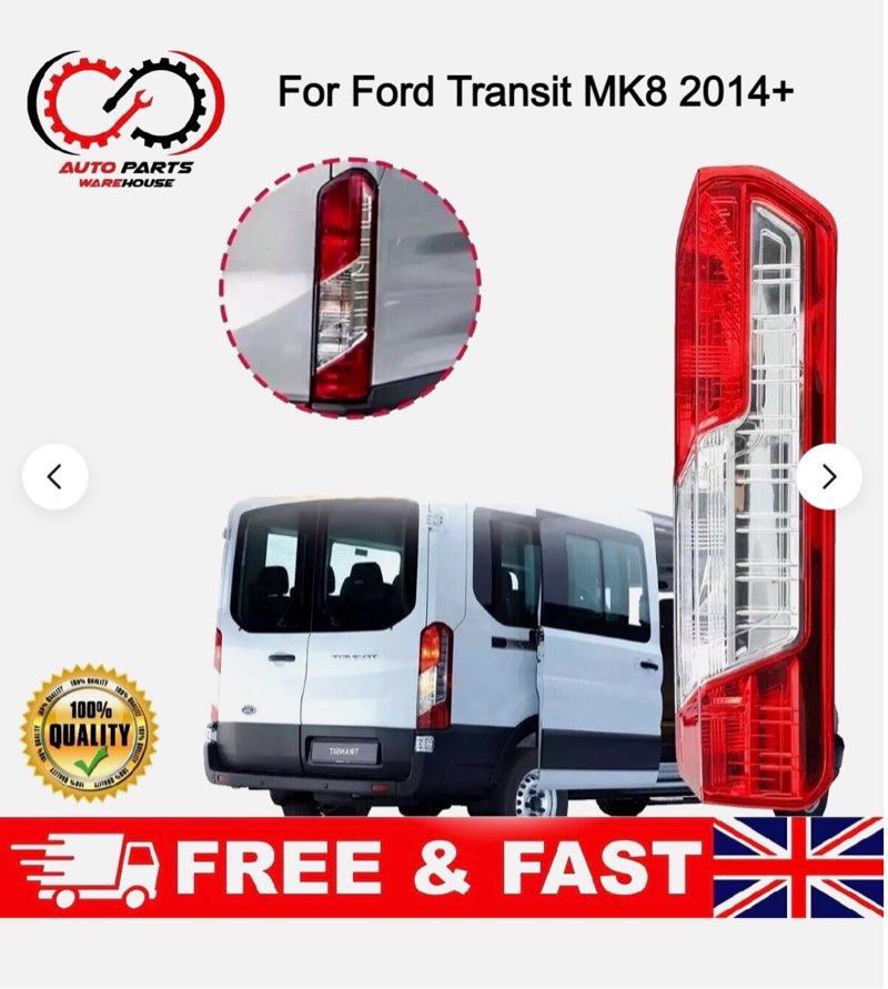 FOR FORD TRANSIT MK8 REAR RIGHT SIDE TAIL LIGHT LAMP LENS 1829125 (2014+ONWARDS)