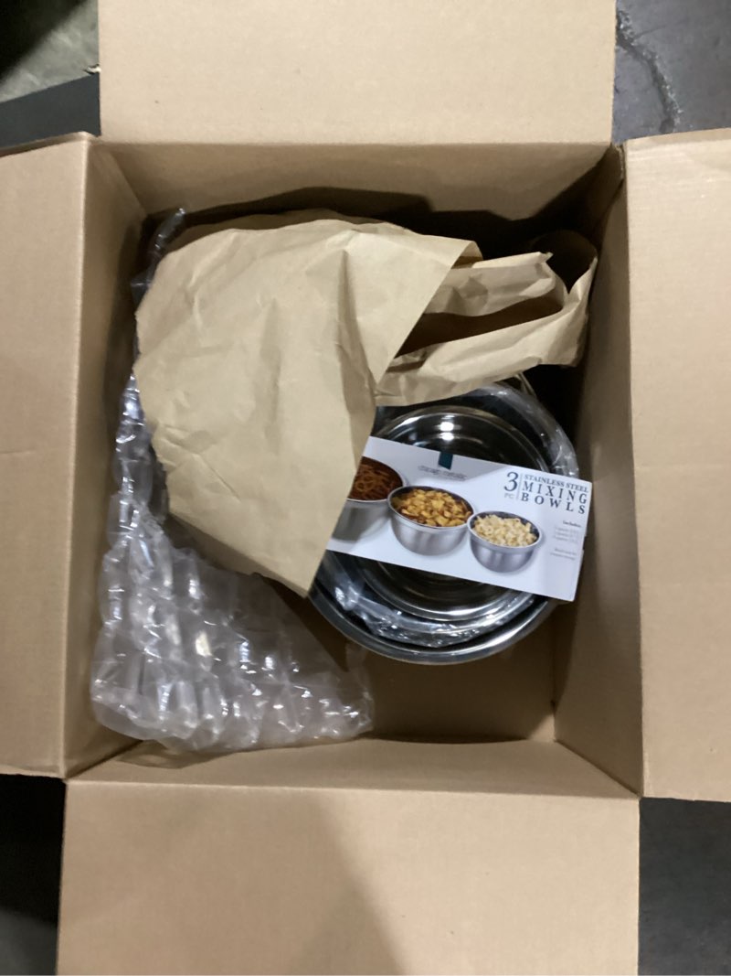 Condition photo showing Good Condition for Chicago Metallic Stainless Steel Bowls, Versatile Nesting Mixing Bowls for Every Kitchen Task, Set of 3